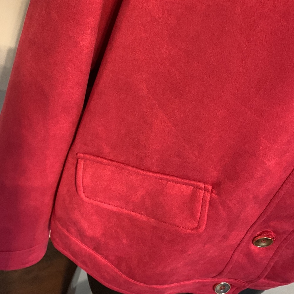 Chico’s Raspberry Scuba Suede Collared Jacket Size 8/10 - Picture 5 of 10